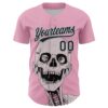 Custom Light Pink Black-Silver 3D Halloween Authentic Baseball Jersey