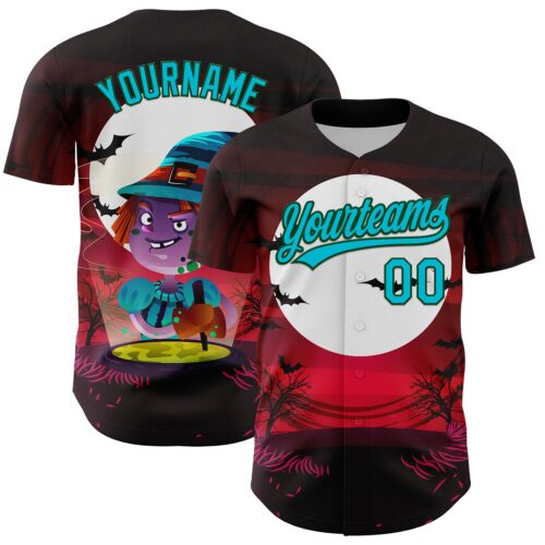 3DPattern5269 Custom Black Lakes Blue-Green 3D Halloween Authentic Baseball Jersey