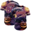 Custom Purple Bay Orange 3D Halloween Authentic Baseball Jersey