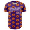 Custom Purple White 3D Halloween Authentic Baseball Jersey