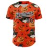 Custom Orange Black-White 3D Halloween Authentic Baseball Jersey