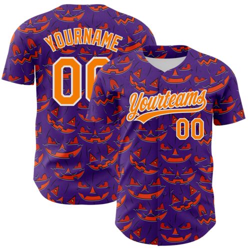 3DPattern5297 Custom Purple Bay Orange-White 3D Halloween Authentic Baseball Jersey