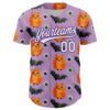 Custom Light Purple White-Purple 3D Halloween Authentic Baseball Jersey