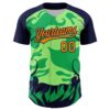Custom Neon Green Bay Orange-Navy 3D Halloween Authentic Baseball Jersey