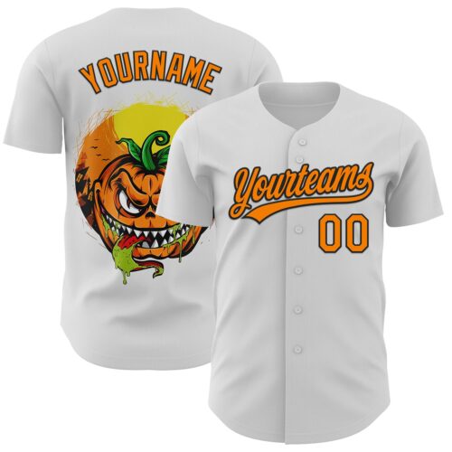 3DPattern5310 Custom White Bay Orange-Black 3D Halloween Authentic Baseball Jersey