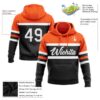 Custom Stitched Black White-Orange Line Sports Pullover Sweatshirt Hoodie
