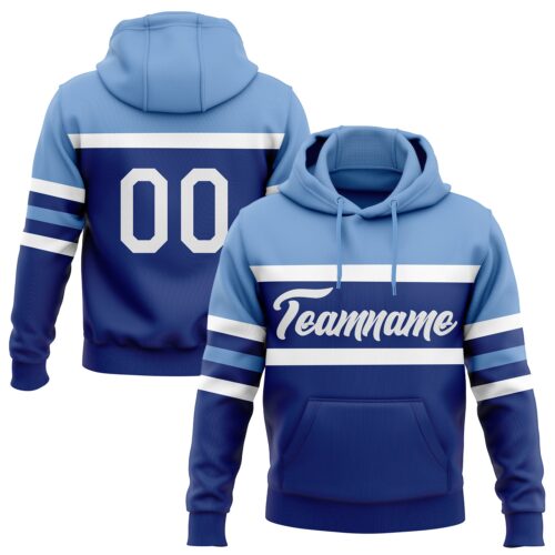 3DPattern5410 Custom Stitched Royal White-Light Blue Line Sports Pullover Sweatshirt Hoodie