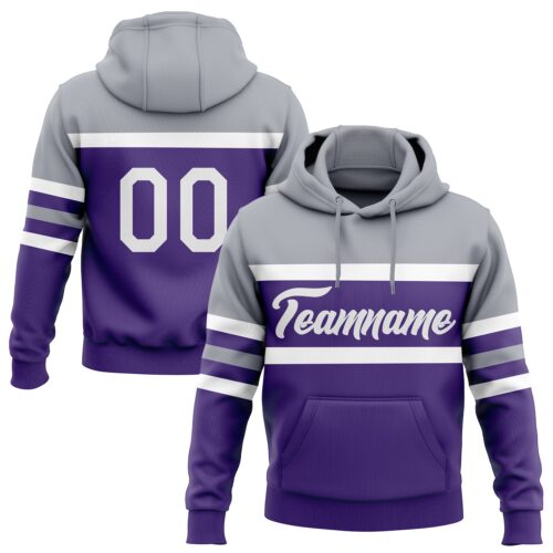 3DPattern5416 Custom Stitched Purple White-Gray Line Sports Pullover Sweatshirt Hoodie