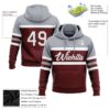 Custom Stitched Burgundy White-Gray Line Sports Pullover Sweatshirt Hoodie