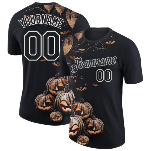 3DPattern5493 Custom Black White 3D Halloween Performance T-Shirt