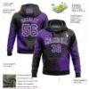 Custom Stitched Black Purple-White 3D Pattern Design Abstract Brush Stroke Sports Pullover Sweatshirt Hoodie