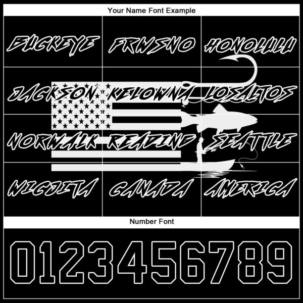 Custom Black White 3D American Flag And Fish Hook Fishing Sports Pullover Sweatshirt Hoodie