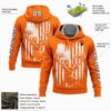 Custom Bay Orange White-Black 3D American Flag And Deer Hunting Sports Pullover Sweatshirt Hoodie