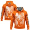Custom Bay Orange White-Black 3D American Flag And Deer Hunting Sports Pullover Sweatshirt Hoodie