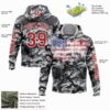 Custom Camo Red-White 3D USA Flag Sports Pullover Sweatshirt Salute To Service Hoodie