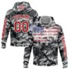Custom Camo Red-White 3D USA Flag Sports Pullover Sweatshirt Salute To Service Hoodie