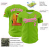 Custom Neon Green Pink-White 3D Funny Christmas Authentic Baseball Jersey
