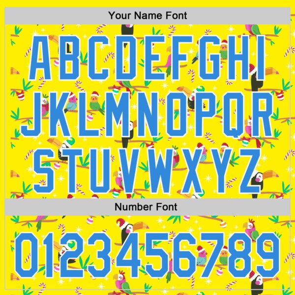 Custom Light Yellow Electric Blue-White 3D Funny Christmas Authentic Baseball Jersey