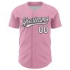 Custom Light Pink White-Black 3D Funny Christmas Authentic Baseball Jersey