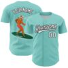 Custom Ice Blue White-Black 3D Funny Christmas Authentic Baseball Jersey