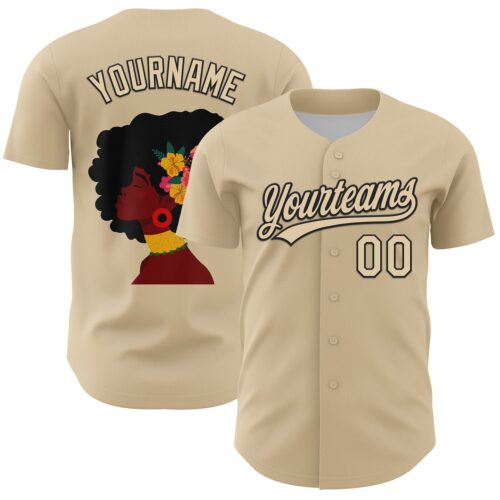 3DPattern6106 Custom City Cream Black 3D Pattern Design Black History Month Authentic Baseball Jersey