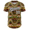 Custom Brown White-Black 3D Pattern Design Black History Month Authentic Baseball Jersey