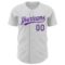 Custom White Purple 3D Pancreatic Cancer Ribbon Authentic Baseball Jersey