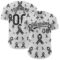 Custom White Black 3D Skin Cancer Ribbon Authentic Baseball Jersey