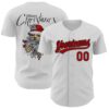 Custom White Red-Black 3D Funny Christmas Authentic Baseball Jersey