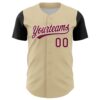 Custom Cream Crimson-White 3D Funny Christmas Authentic Baseball Jersey