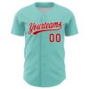 Custom Ice Blue Red-White 3D Funny Christmas Authentic Baseball Jersey