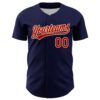 Custom Navy Red-Cream 3D Funny Christmas Authentic Baseball Jersey