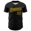 Custom Black Yellow-White 3D Bone Cancer Ribbon Authentic Baseball Jersey
