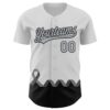 Custom White Gray-Black 3D Brain Cancer Ribbon Authentic Baseball Jersey
