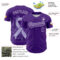 Custom Purple White 3D Gastric Cancer Ribbon Authentic Baseball Jersey