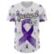 Custom White Purple-Black 3D Gynecological Cancer Ribbon Authentic Baseball Jersey