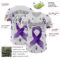 Custom White Purple-Black 3D Gynecological Cancer Ribbon Authentic Baseball Jersey