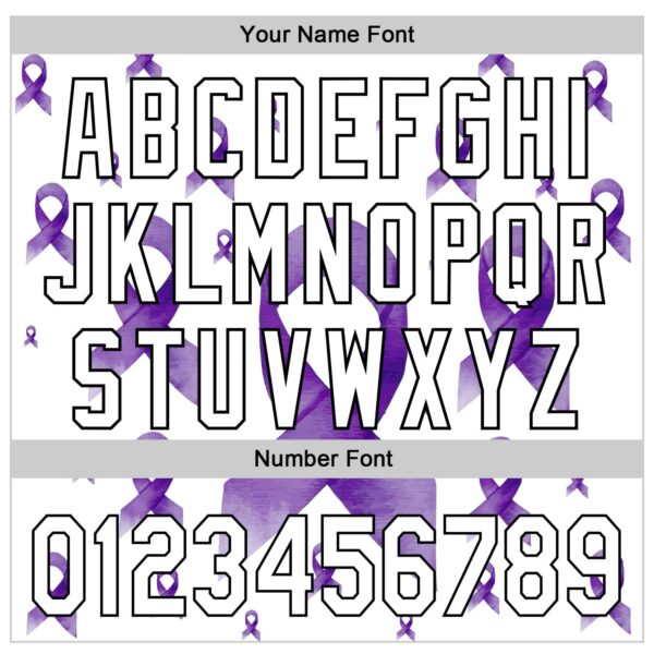 Custom White Purple-Black 3D Gynecological Cancer Ribbon Authentic Baseball Jersey