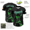 Custom Black Kelly Green-White 3D Liver Cancer Ribbon Authentic Baseball Jersey