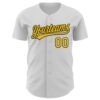 Custom White Yellow-Black 3D Childhood Cancer Gold Ribbon Authentic Baseball Jersey