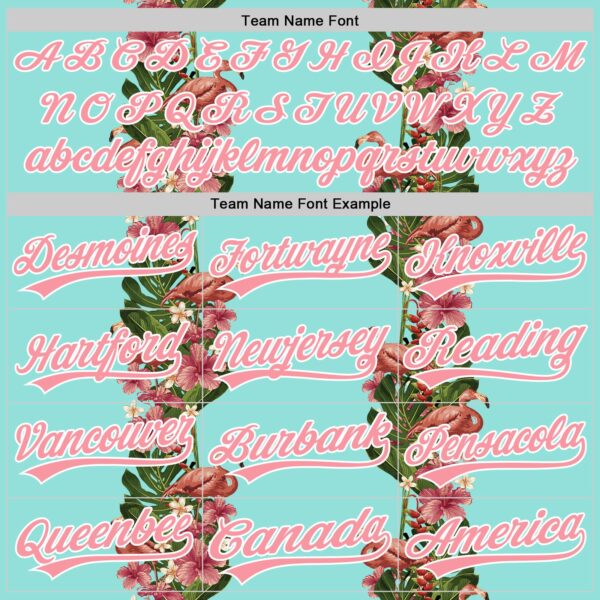 Custom Ice Blue Medium Pink-White 3D Tropical Hawaii Plant And Flamingo Authentic Baseball Jersey