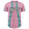 Custom Light Pink White-Black 3D Tropical Hawaii Flower Authentic Baseball Jersey