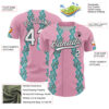 Custom Light Pink White-Black 3D Tropical Hawaii Flower Authentic Baseball Jersey