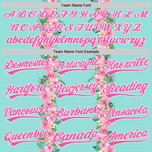 Custom Ice Blue Pink-White 3D Tropical Hawaii Jungle Leaves And Flower Authentic Baseball Jersey