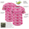Custom Hot Pink White 3D Tropical Hawaii Jungle Leaves And Flower Authentic Baseball Jersey