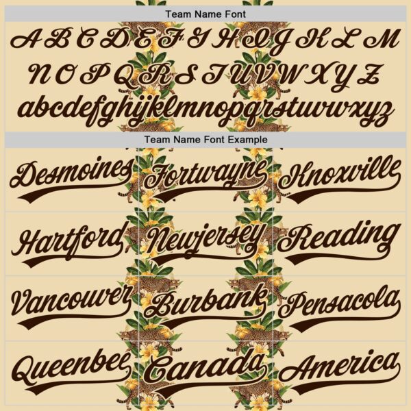 Custom Cream Brown 3D Tropical Hawaii Jungle Plant And Leopard Authentic Baseball Jersey