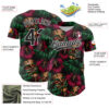 Custom Black White 3D Tropical Hawaii Jungle Leaves And Flower Authentic Baseball Jersey