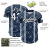 Custom Navy White-Black 3D Tropical Hawaii Jungle Leaves And Flower Authentic Baseball Jersey