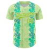 Custom Pea Green Neon Green-White 3D Tropical Hawaii Jungle Leaves Authentic Baseball Jersey