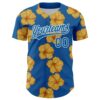 Custom Blue White 3D Tropical Hawaii Flower Authentic Baseball Jersey